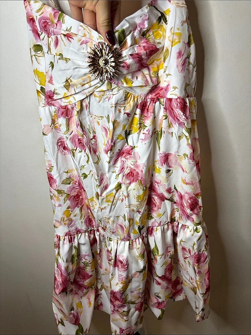 Floral Mini Dress in White & Pink Like New